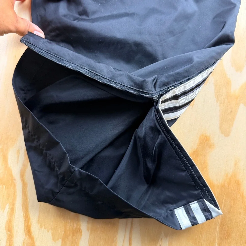 Adidas VTG 90's Men L Black Nylon Windbreaker Track Pants 3 Stripe Zipper Cuffs